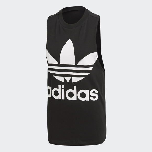 ADIDAS — Trefoil Logo Black Cotton Muscle Tank NWT - Picture 2 of 8